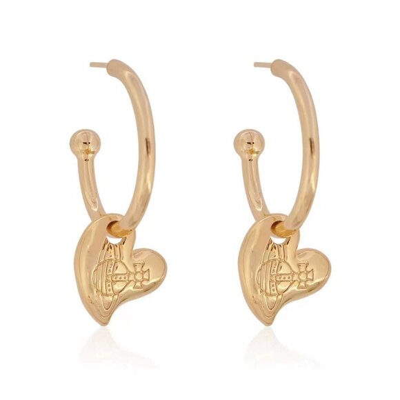 Vivienne Westwood Sally Drop Gold Tone Hoop Earrings With Gift Packaging - Picture 1 of 2